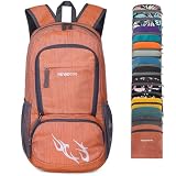 FENGDONG 35L Lightweight Foldable Waterproof Packable Travel Small Hiking Backpack Daypack for men women Dark Orange