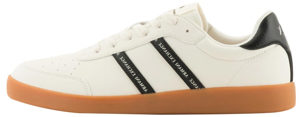 Armani Exchange Men's Berlin, Double Stripes Logo Sneaker, Off White Black, 11.5 UK