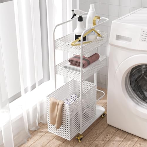 Panier de rangement pour vêtements en métal blanc rigide