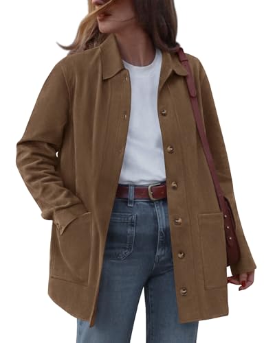BTFBM Faux Suede Jacket Women Fall Fashion 2026 Leather Jackets Long Sleeve Button Down Winter Coats Shackets Outerwear(Light Brown, X-Large) BTFBM Faux Suede Jacket Women Fall Fashion 2026 Leather Jackets Long Sleeve Button Down Winter Coats Shackets Outerwear(Light Brown, X-Large)
