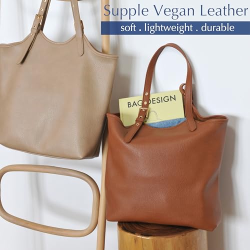 Image of HOXIS Tote Bag for Women with Adjustable Handles Soft Vegan Leather Shoulder Handbag for Work, Travel & Everyday Use
