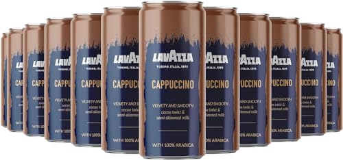 Lavazza, Ready to drink Cappuccino, Café Frío Listo para Beber, 12 x 250 ml, Gusto Suave y Aterciopelado, con Café 100% Arábica, Leche Semidesnatada y Delicioso Cacao