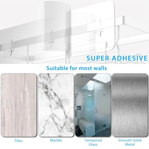 MOFOROCO 3-Pack Shower Caddy Basket Shelf with Soap Holder, No Drilling Traceless Adhesive Shower Wall Shelves, Rustproof White Bathroom Shower Storage Organizer by Moforoco - Image 7