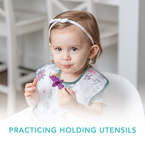 Bumkins SFI-DWP Disney Baby Utensils Set, Chewtensils Silicone Spoons For Dipping, Self-Feeding, Baby Led Weaning, Trainer Learning First Stage Stage Eating, Fork And Spoon, Babies 6 Months, Winnie The Pooh thumb #2