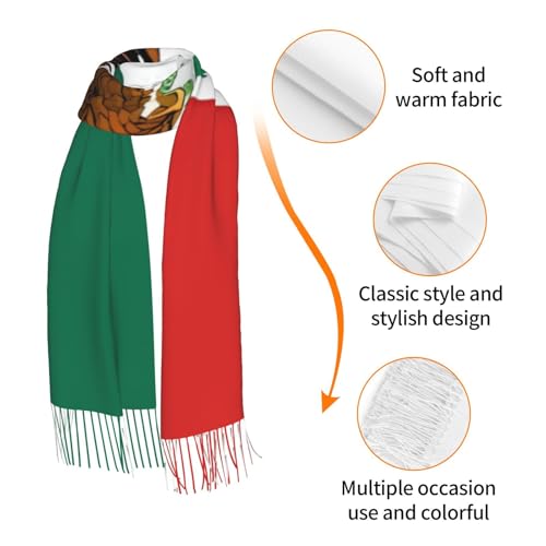Scarf for Women Lightweight Soft Scarves Flag of Mexico Shawl Winter Warm Fringed Scarf3