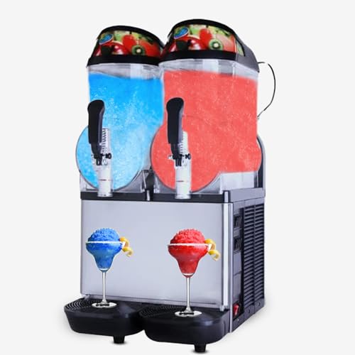 CVS Commercial Frozen Ice Drink Slush Machine: 2x12L Single Tank | Slushie Maker for Hotels, Bars & Cafés | LED Lighting | Adjustable Thermostat