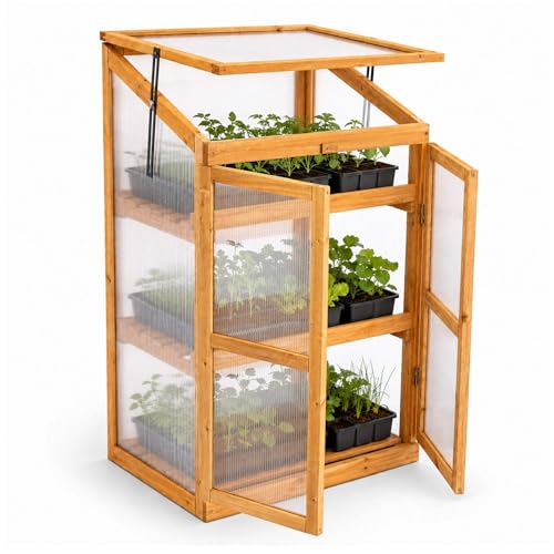 Oypla Wooden 2 Shelf Outdoor Cold Frame Cupboard Grow House