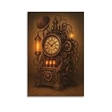 CWLLOG Stampe su tela da parete, stile steampunk, orologio meccanico, senza cornice, stile moderno, decorazione per soggiorno e camera da letto, 30 x 45 cm