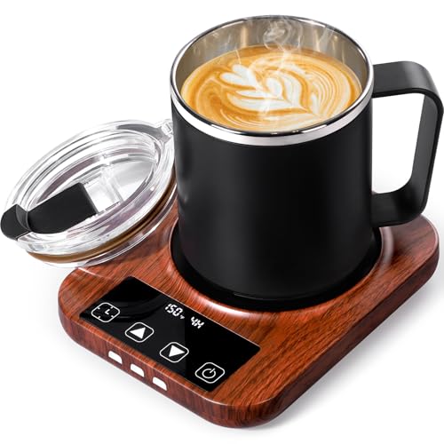 Coffee Mug Warmer and Mug Set with Automatic Timer Coffee Mug Warmer and 16 oz. Mug for Hot Coffee, Milk Tea, Water, Cocoa, etc. for Corporate/Home Office use.R1 Woodgrain Finish.