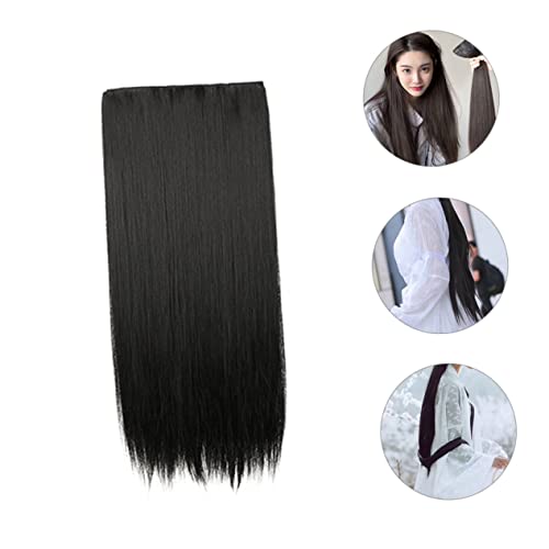 Mipcase Peça Longa Peruca De Cabelo Liso Extensões De Cabelo Preto Extensões De Cabelo Castanho Gram