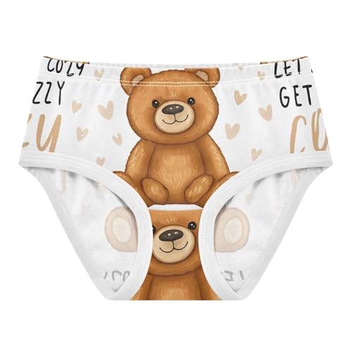 Cotton Girls Underwear Toddler Cute Teddy Bear White Girl Panties Cute Cartoon Briefs Underpants 2t