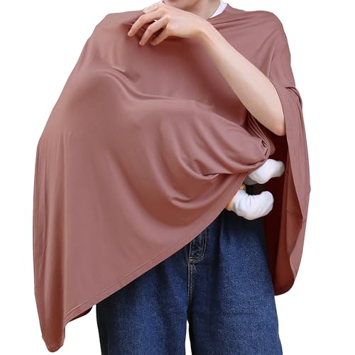 Image of Seejoy Multi-use Nursing Cover for Breastfeeding, 360°Full Coverage Nursing Poncho, Rayon Soft & Breathable Breastfeeding Cover up (Smooth Rayon, Blush)