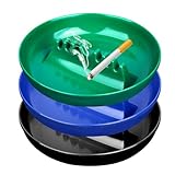 BESUPERT 3Pcs Assorted Colors Ashtray Sets, Ash Tray for Cigarettes and Cigar, Round Large Size Plastic Ashtrays, for Indoor Outdoor Home Office Patio Restaurant Bar Hotel Use (1 Black 1 Green 1 Blue)