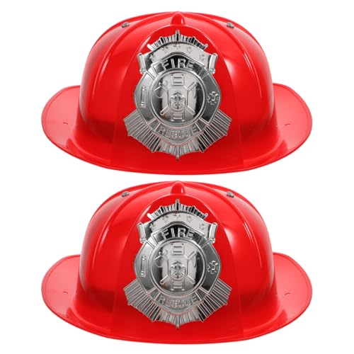 Toyvian Helm Kinder Feuerwehrhelm Feuerwehrhelm Aus Kunststoff 2 StüCk FüR Kinder Roter Feuerwehrmannhelm Als KostüM Accessoire FüR Rollenspiele Und Kindergeburtstage