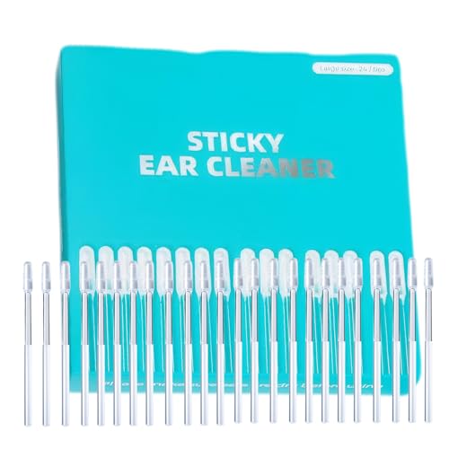 24 PCS Earwax Removal Adhesive Swabs, Earwax Removal Tool, Washable Self Sticky Ear Cleaner, Reusable Ear Sticky Cotton Buds Wax Removal Set for Adults Kids Home Use