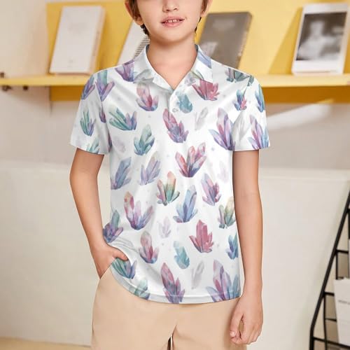 Boys' Classic Polo Shirts Short Sleeve Moisture-Wicking Golf & Tennis Shirts for Youth Teens Cute Diamond2