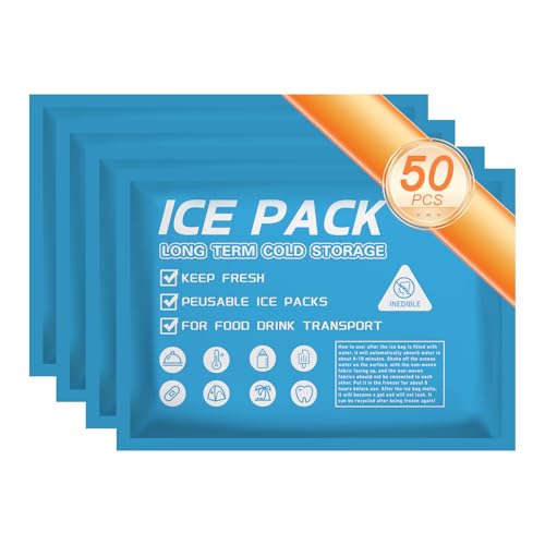 Lagincig 50PCS Ice Packs for Cooler - Reusable Freezer Packs for Lunch Box