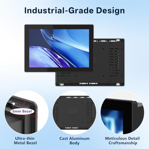 Image of 7 Inch Industrial Touchscreen Monitor,10-Point Capacitive Touch IP65 LCD Display 16:9,with VESA HDMI /VGA /DVI /USB /Audio,for Medical & Industrial & Kiosks POS.1024 * 600