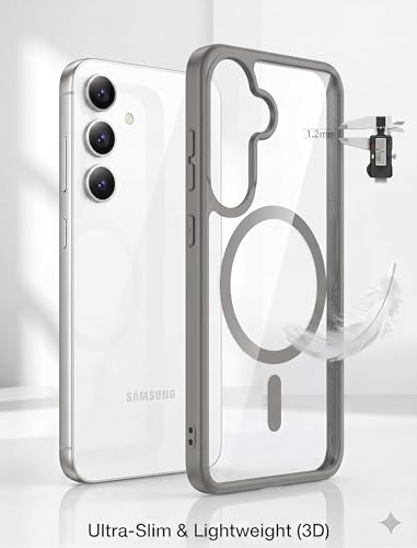 Image of ArmourPro MagSafe Compatible Case for Samsung Galaxy A56, Magnetic Wireless Charging Back Cover with Clear Back, Flexible TPU Bumper, Camera Protection | Natural Titanium
