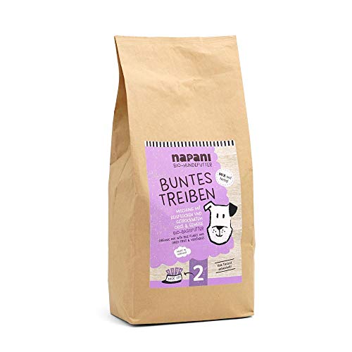 napani Buntes Treiben - Bio-Basisfuttermischung für Hunde mit Reisflocken, Kürbis, Apfel, Kokos, Brennnessel & Hanfpresskuchen, glutenfrei & ohne Zusatzstoffe, 1 x 3kg
