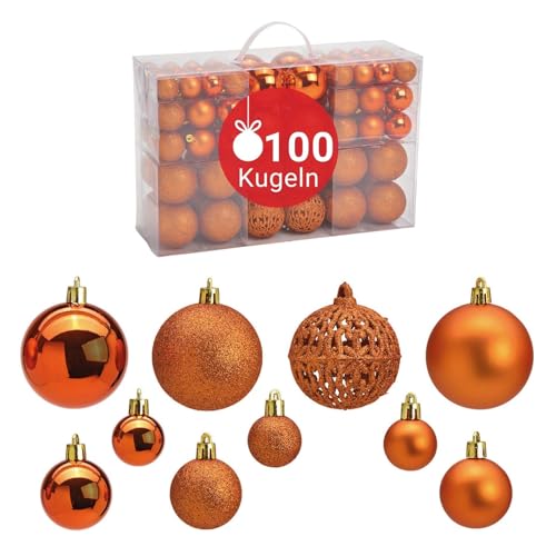 WOMA Christbaumkugeln Set Kupfer & 22 weiteren Farben - 50er & 100er Weihnachtskugeln Set - Weihnachtskugeln Kunststoff - Weihnachtsbaum Deko & Christbaumschmuck