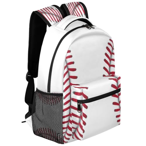Pardick White Baseball School Backpacks for Girls Boys Teens Students Stylish College Shoulder Bag Schoolbag Book Bag - Water Resistant Travel Backpacks for Women Men2