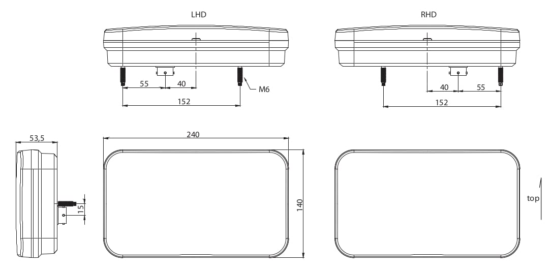 2x Luz trasera LED 7 funciones 12–36V, CANBUS, E9, IP68, cable 5m, remolque caravana camión