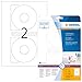 HERMA 5079 CD-/DVD-Etiketten inkl. Positionierhilfe DIN A4 blickdicht (Ø 116 mm, 25 Blatt, Papier, matt) selbstklebend, bedruckbar, permanent haftende CD-Aufkleber, 50 Klebeetiketten, weiß