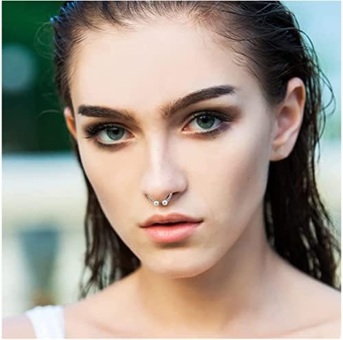 Magnetic Septum Piercing Fake Nose Rings Horseshoe Stainless Steel Faux Fake Nose Septum Rings Non-Pierced Clip On Nose Hoop Rings for Women Men