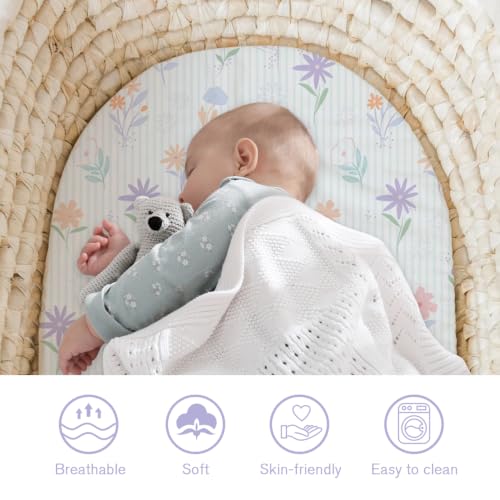 Image of Little Grape Land Bassinet Sheets for Baby Boys Girls 4 Pack (Garden)