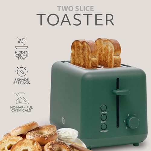 Image of WILLOW Eco Series 2-Slice Toaster, Extra-Wide Slots for Bagels & Artisan Bread, 6 Shade Browning Settings, High-Lift Toast Boost, Removable Crumb Tray, Cancel /Defrost Buttons, Toaster 2 Slice