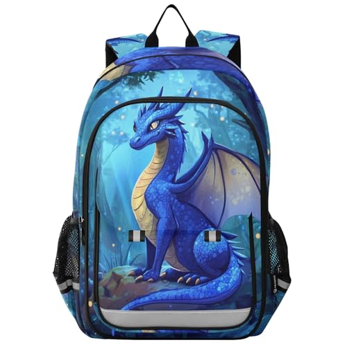 Cartoon Blue Dragon Backpack Lightweight Daypack Laptop Backpack School Elementary Travel Computer Bookbag