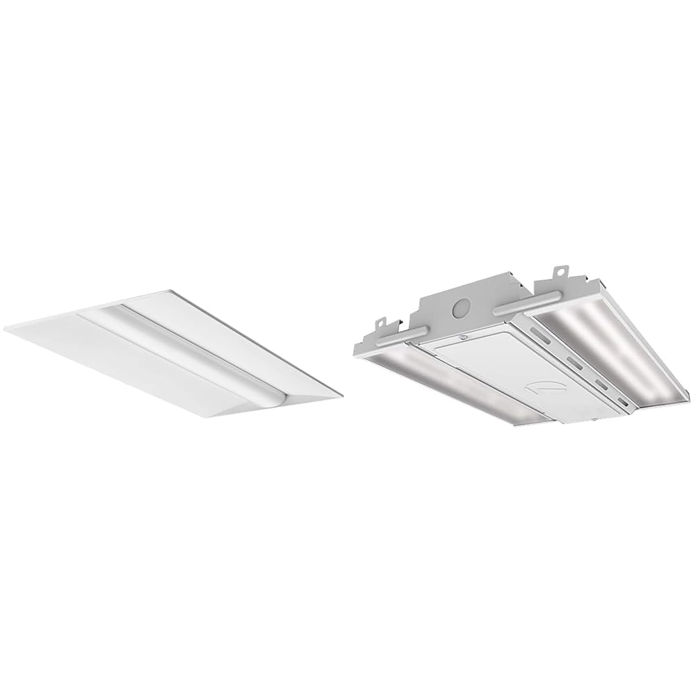 Lithonia Lighting 2BLT4 4000K 2 4-Foot Low-Profile LED Troffer and 18000 Lumen 5000K Compact PRO High Bay Light Bundle
