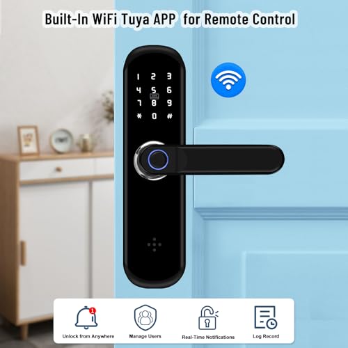 Serrure de porte intelligente TUYA avec clavier et empreinte digitale pour accès sans clé - 7