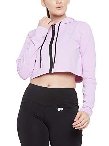 Image of Clovia Women's Comfort-Fit Crop Hoodie in Purple