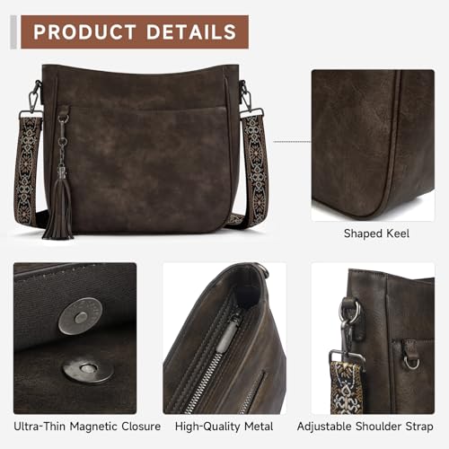 Image of 2PCS /Set Crossbody Bags for Women,Vegan Leather Hobo Purse Wallet For Women Set,Shoulder Bags With 2 Adjustable Strap