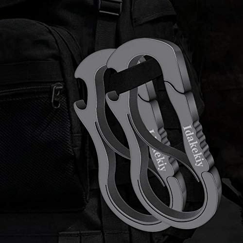 Idakekiy Stainless Steel Anti-Lost Keychain Carabiner Opener Larger Version (2Pcs Dark Gray) - Thumbnail 3