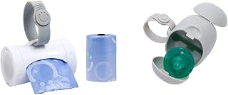 Ubbi Baby Travel Diaper Bag Accessories - Retractable On the Go Bag Dispenser with 12 Lavender-Scented Bags & Dual Pacifier Holder with Silicone Strap