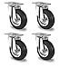 Produktbild der ROLLENDE SHOP - Rollensatz 4 Lenkrollen 80 mm Vollgummi schwarz mit Stahlfelge - Serie SWS4 Rollenlager