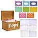 Juvale Wood Recipe Organization Box with Cards and Dividers, 7.1 x 5 x 4.7 Inches