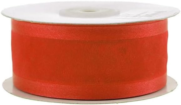 Homeford Satin-Edge Sheer Organza Ribbon, 1-1/2-inch, 25-Yard, Red