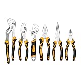 DEKOPRO ペンチセット 6点セット プライヤーセット 強力ペンチ ラジオペンチ 斜めカッティングプライヤー ニードルノーズプライヤー モンキーレンチ 電気技師 家庭修理 鋼線切断 作業工具 DIY 手芸用品