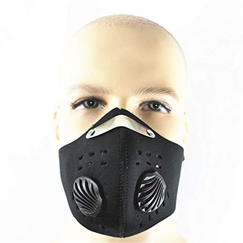 Preisvergleich Produktbild Kangle Aktivkohle-Maske, atmungsaktiv, Staubmaske, Atemschutzmaske, wiederverwendbar, Halbgesichtsmaske für Laufen, Radfahren, Outdoor, Unisex, Schwarz