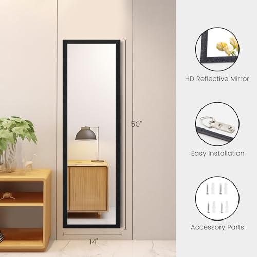 Beauty4U Full Length Wall Mirror - Explosion-Proof, Rectangular Float Framed for Room Decor, 50" x 14", Black by Beauty4U - Image 3