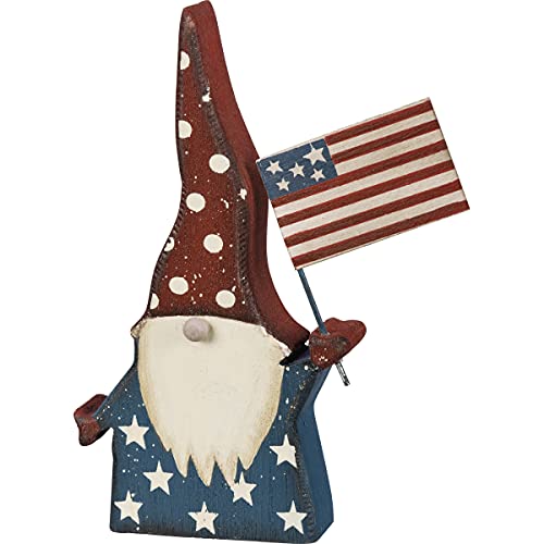 Primitives by Kathy Gnome with American Flag Home Decor Figurine Sitter