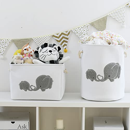 Inough Baby Laundry Basket Elephant, Baby Girl Basket Large Baby Hamper For Nursery Boy, Kids Laundry Baskets, Nursery Hamper For Baby, Baby Nursery Decor For Livingroom Kidsroom Play Room #TOP6