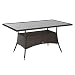 Produktbild Outsunny Gartentisch Glastisch Esstisch Gartenmöbel Tisch, Polyrattan+Sicherheitsglas, Braun, 150x85x74cm