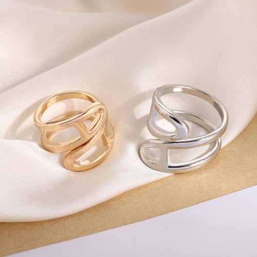 Image of SYWDUDUCLT Scarf Ring for Women's Shawl, Silk Neckerchief, Tshirt, Gold /Sivler, S /M /L, 2 Pcs