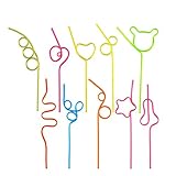 DECORA 36 Pieces Reusable Plastic Straws Drinking Crazy Loop Straws for Summer Party,Birthday,Wedding, Christmas, New Year