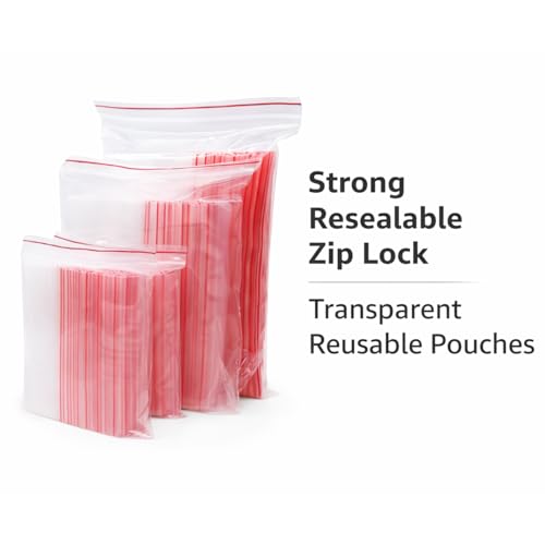 Image of Zip Lock Clear Plastic Storage Bags| Resealable Clear Plastic Bags| Durable and Leak-Proof |Square Pouches with Press Seal Apply To Kitchen Storage and Jewellery Packaging-4 * 5-50Pack
